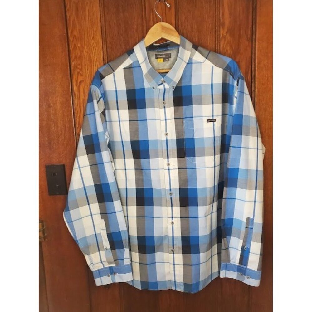 Eddie Bauer Mens 2XL Classic Fit Button-Down Plaid Shirt Cotton/Polyester Blend